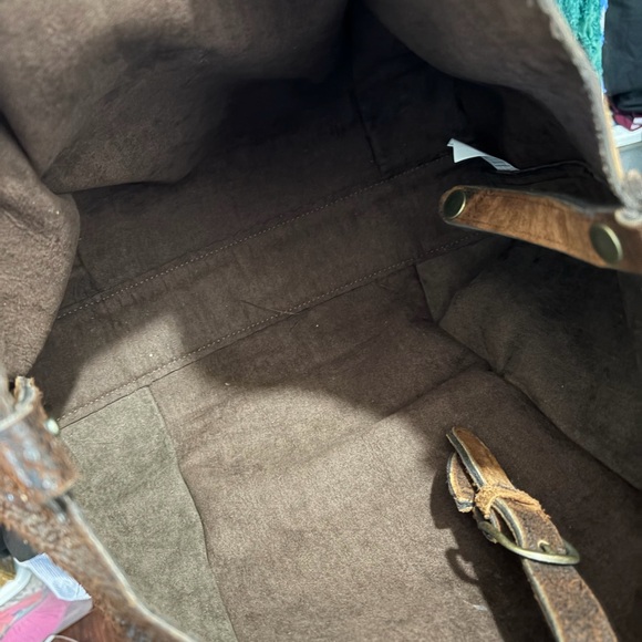 Corral Brown Lamb Leather Tote Bag - Picture 4 of 7